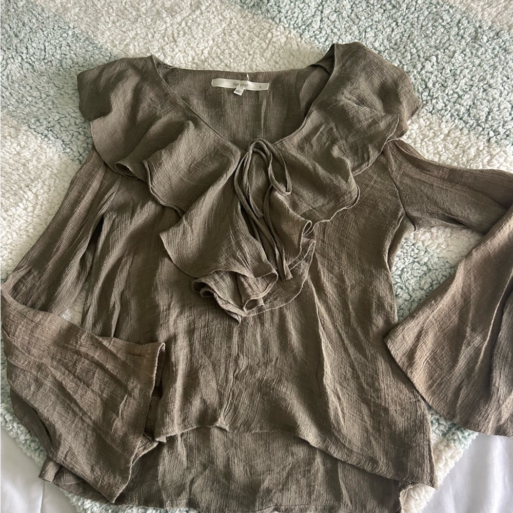 Green Ruffled Long Sleeve